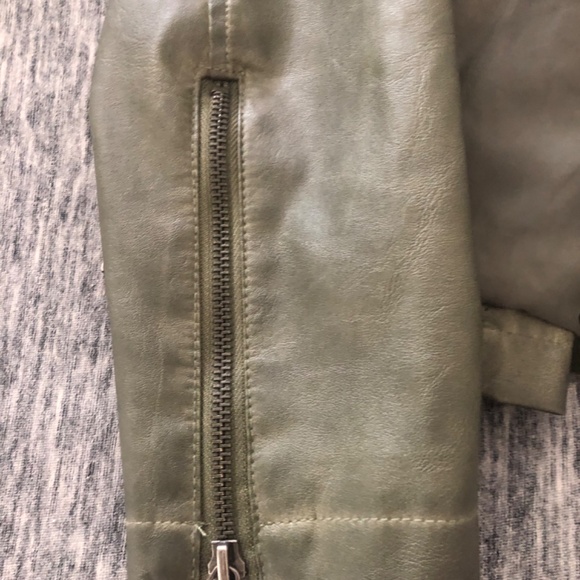 Max Studio Olive Faux Leather Moto Style Jacket - Picture 8 of 12